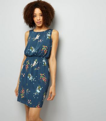 Tall Blue Floral Print Mini Dress New Look