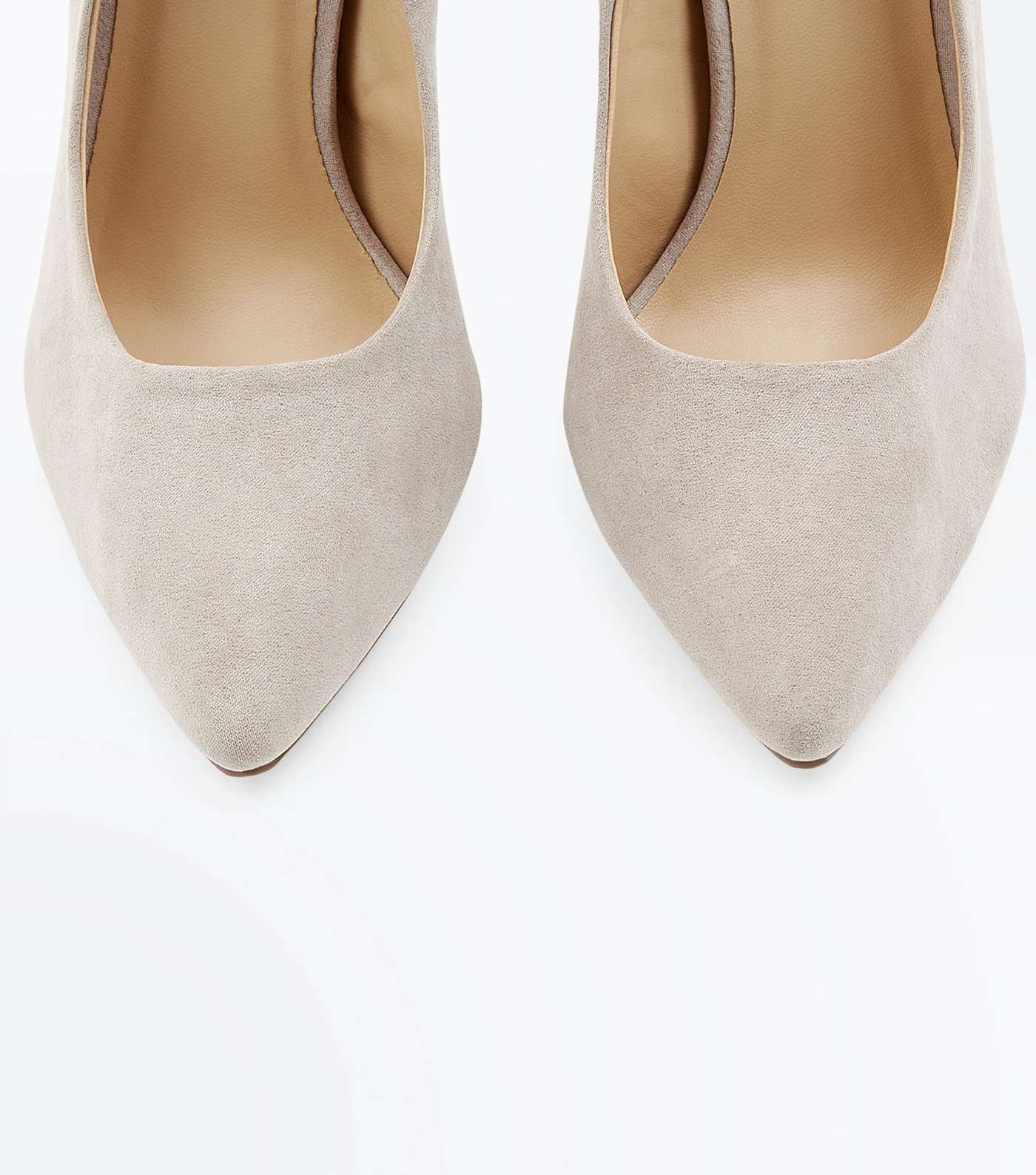 Grey Suedette Pointed Court Shoes Image 3