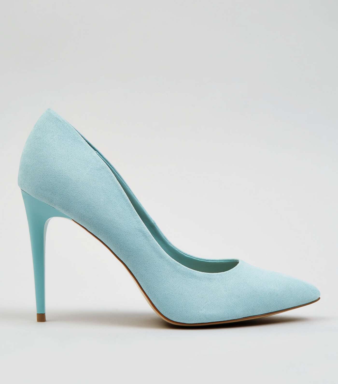 Pale Blue Suedette Pointed Court Shoes