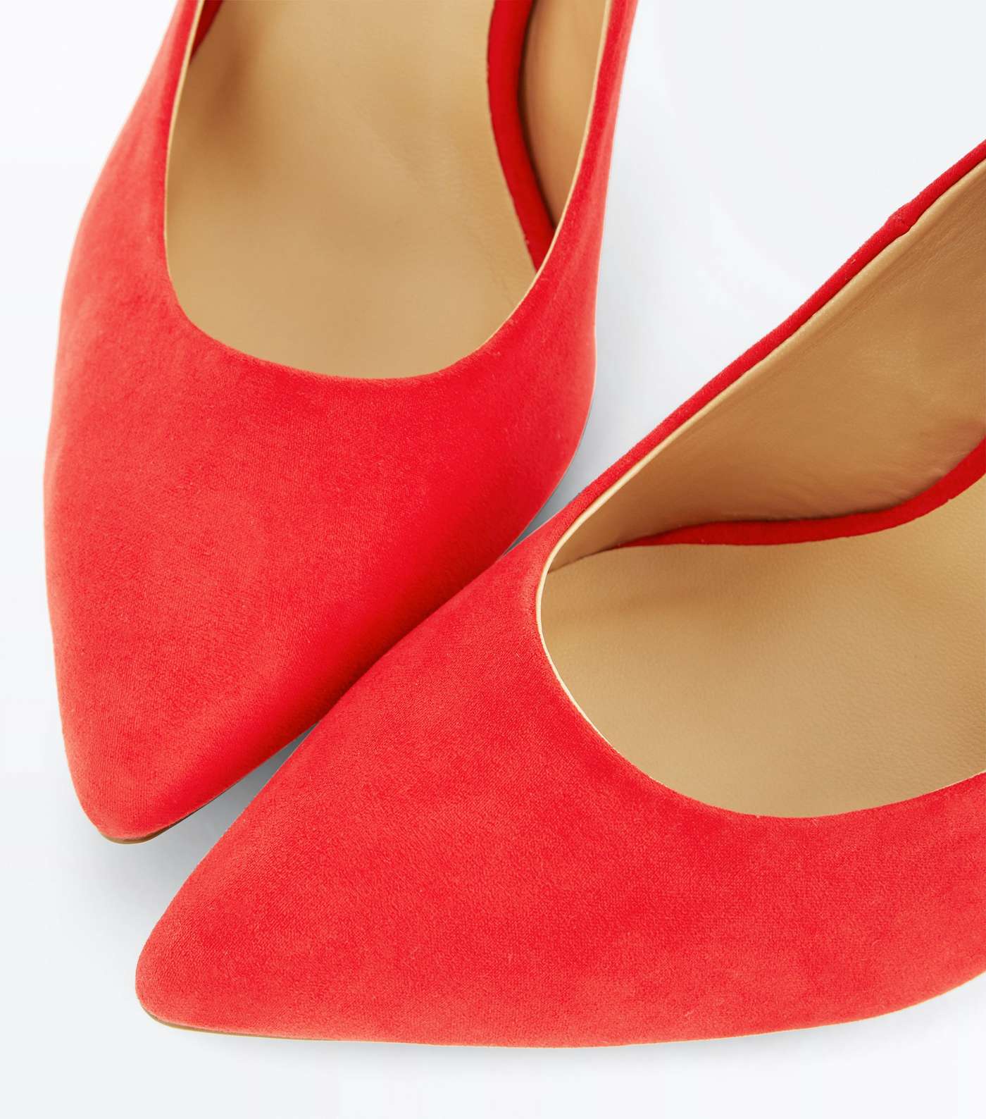 Red Suedette Pointed Court Shoes Image 5