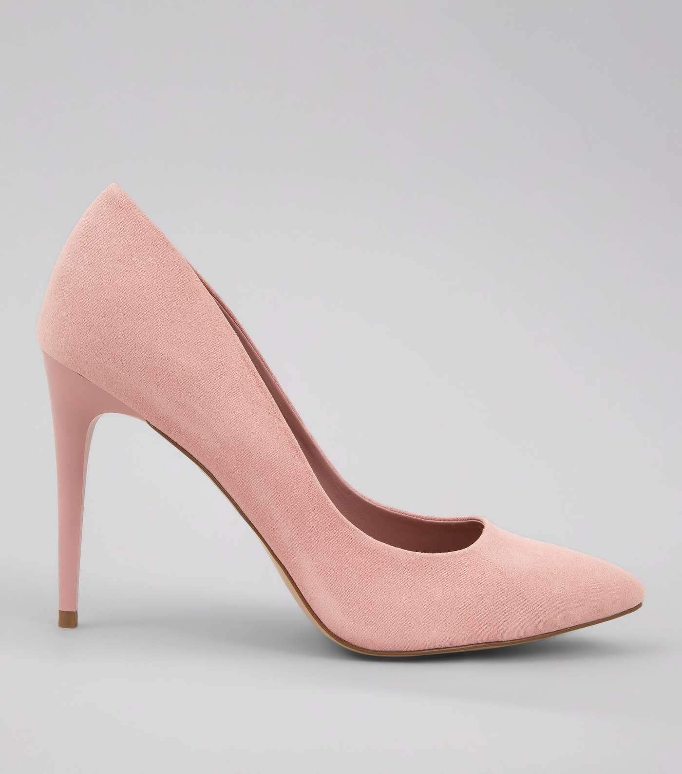 Pink Suedette Pointed Court Shoes