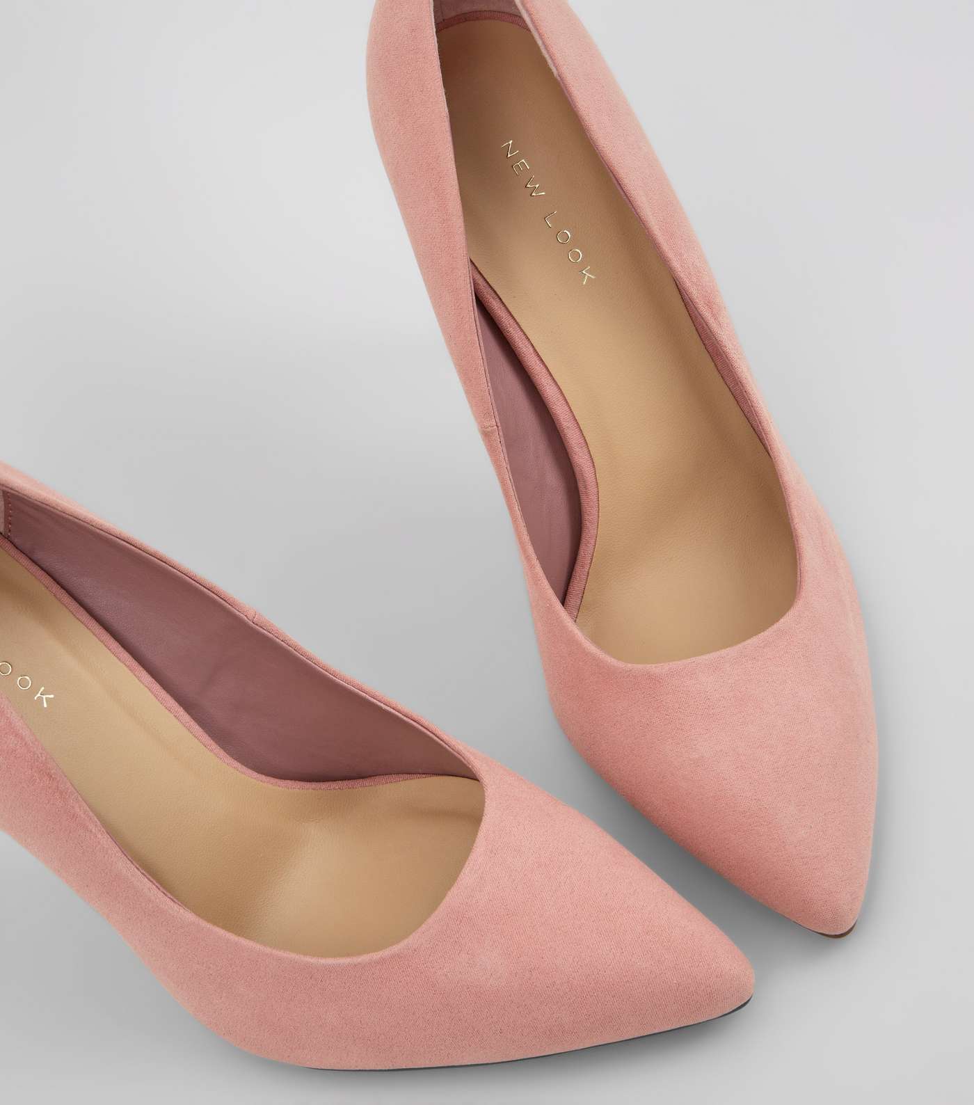 Pink Suedette Pointed Court Shoes Image 5