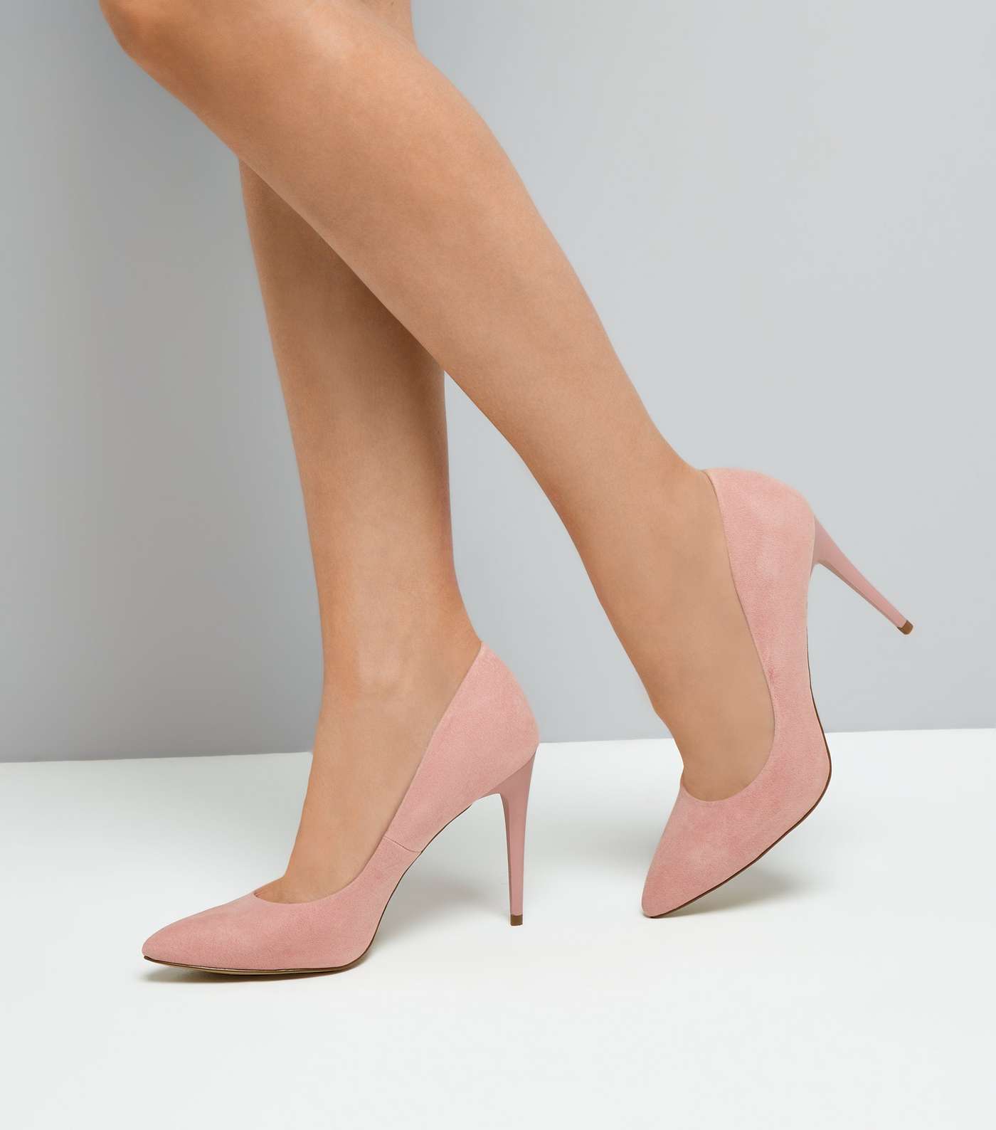Pink Suedette Pointed Court Shoes Image 3
