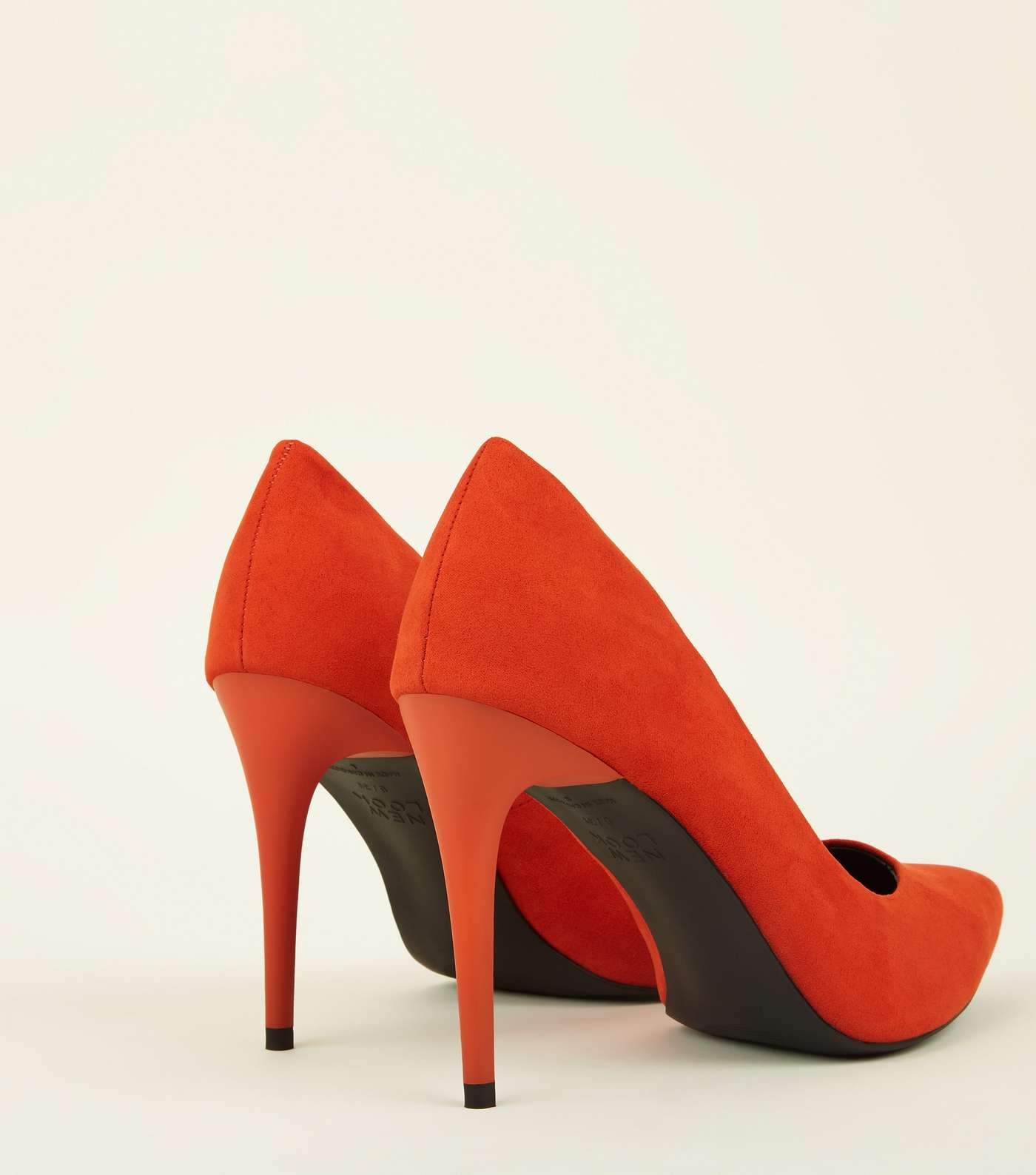 Orange Suedette Pointed Court Shoes Image 3