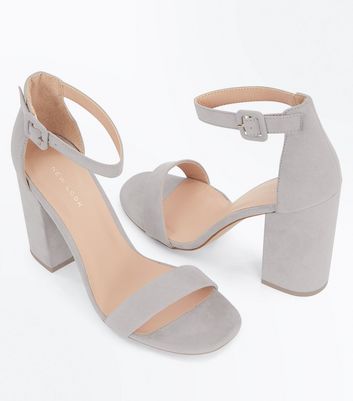 grey barely there heels