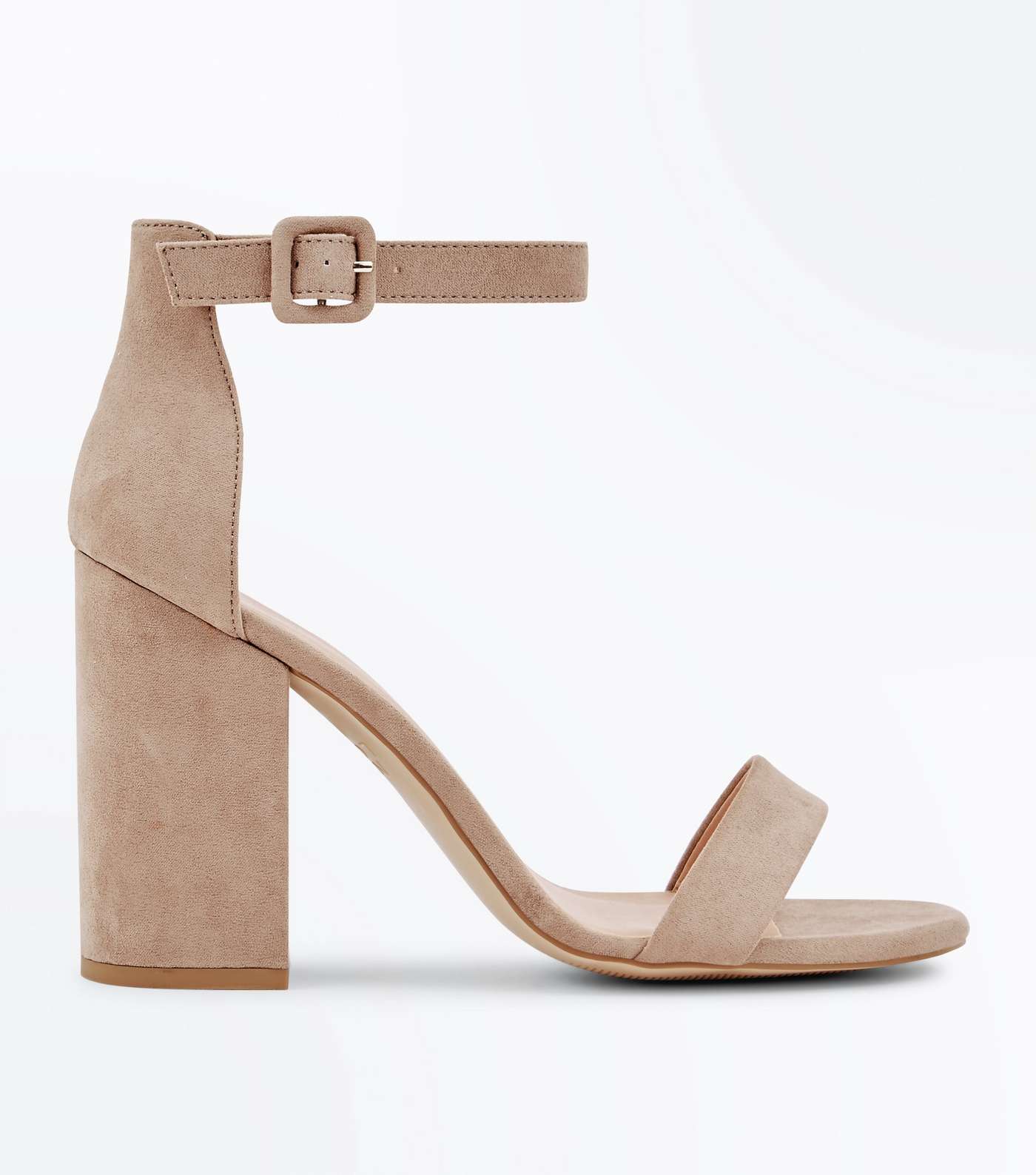 Light Brown Suedette Barely There Block Heels