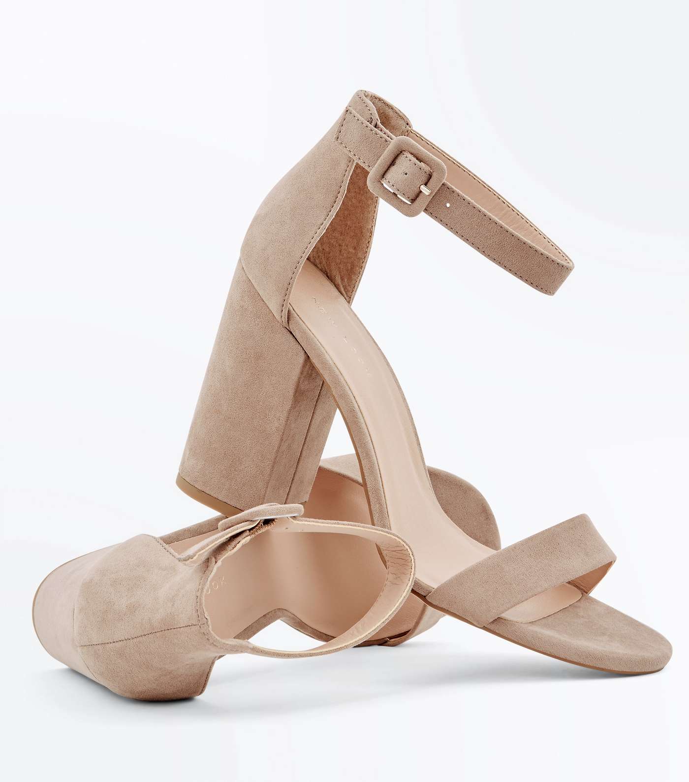 Light Brown Suedette Barely There Block Heels Image 3