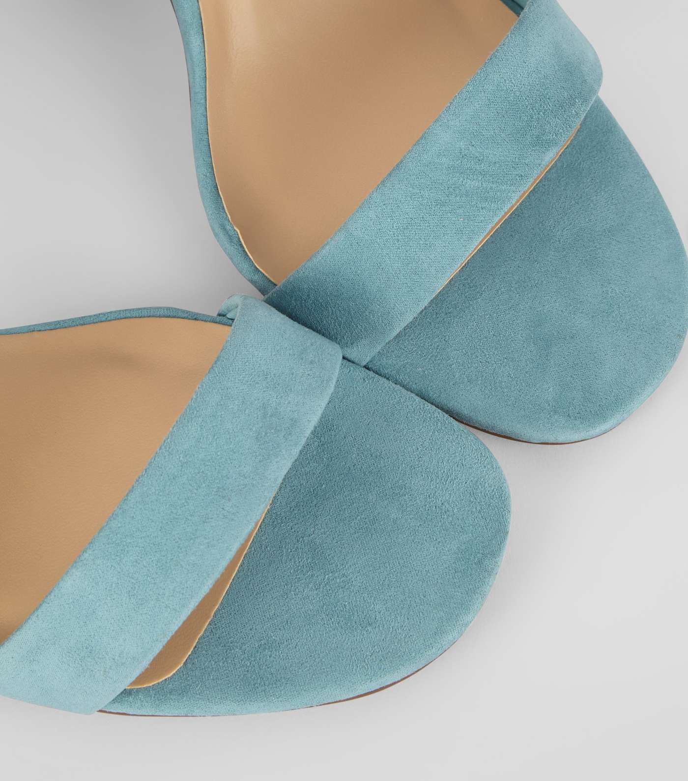 Pale Blue Suedette Barely There Block Heels Image 5