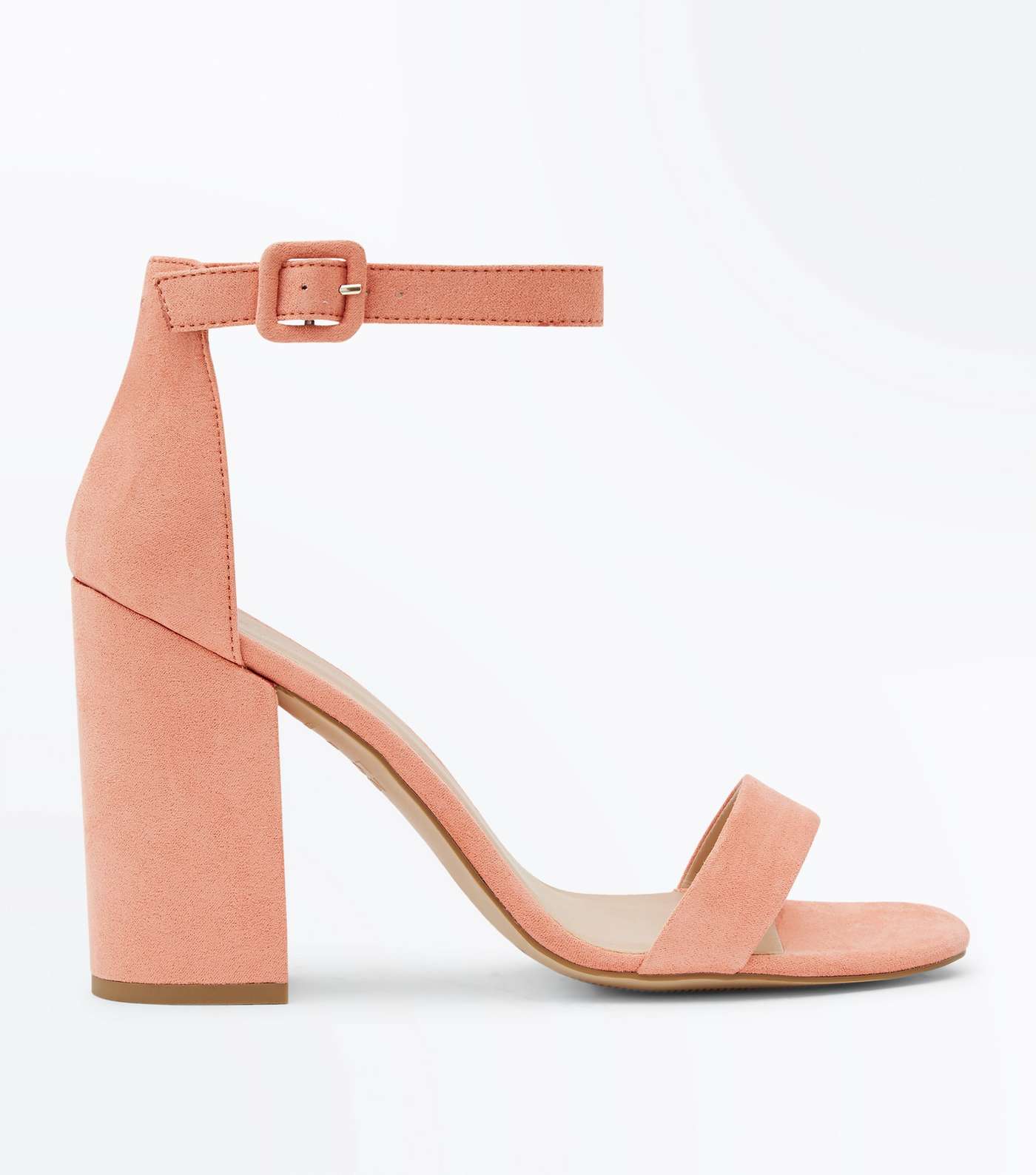 Coral Suedette Barely There Block Heels