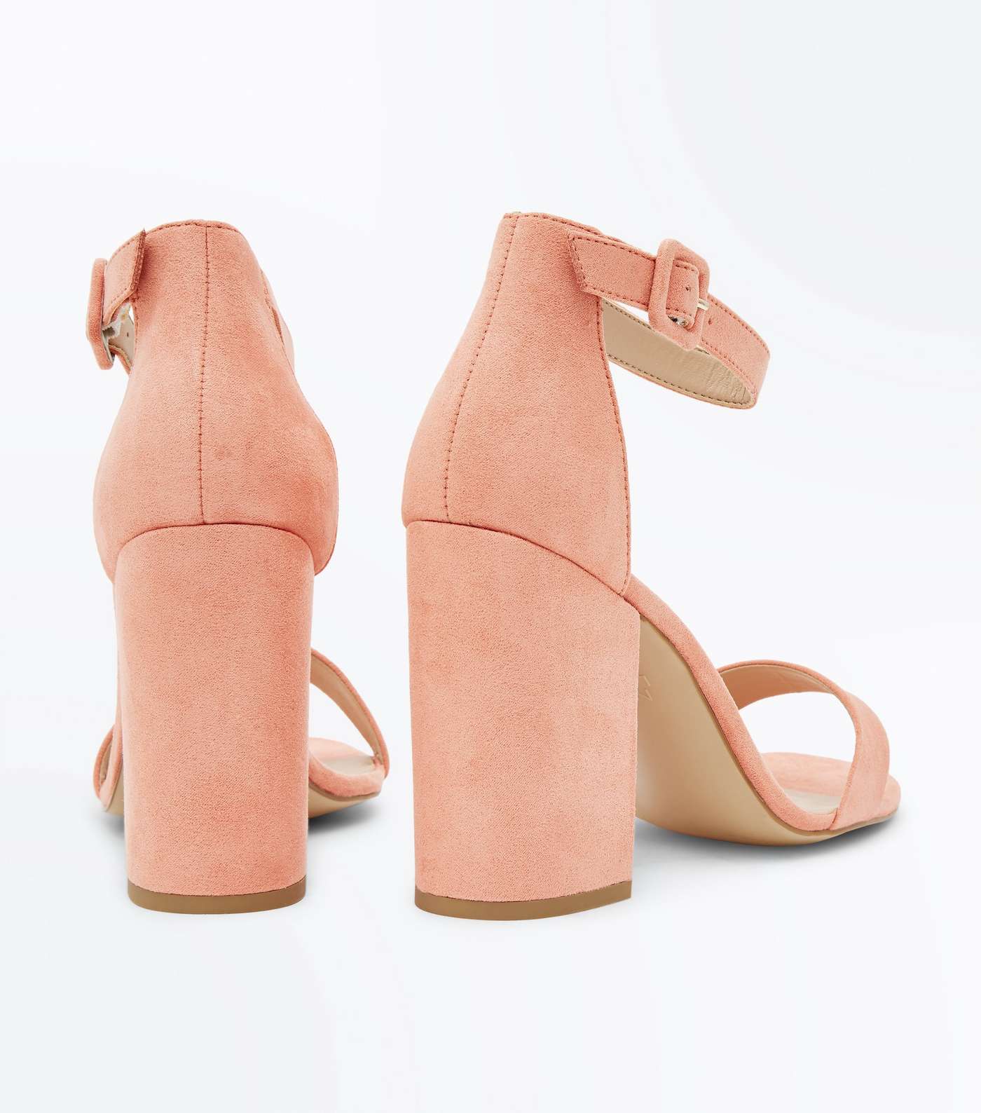 Coral Suedette Barely There Block Heels Image 3