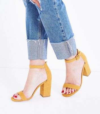 mustard barely there heels