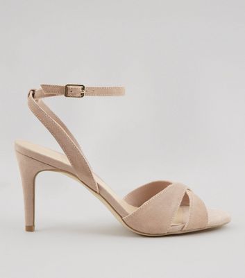 Nude Suede Cross Front Ankle Strap 