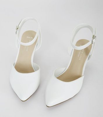 wide fit white kitten heels