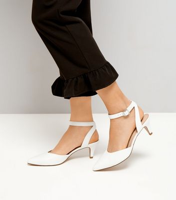 wide fit white kitten heels