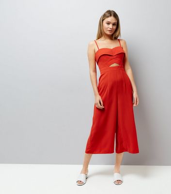 red culotte jumpsuit