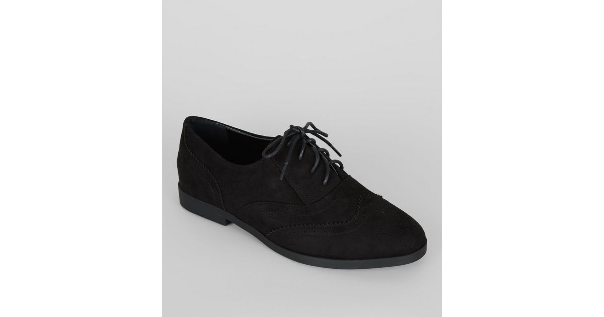black suedette lace up brogues