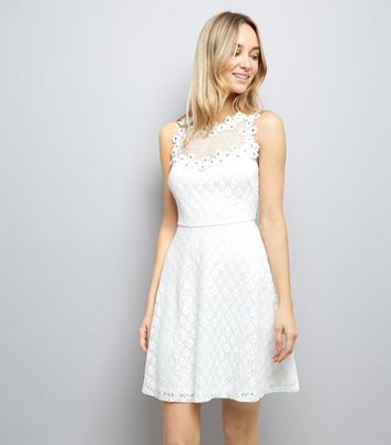 white skater dress new look