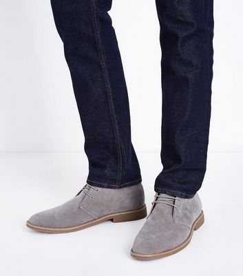 Pale Grey Faux Suede Desert Boots New Look