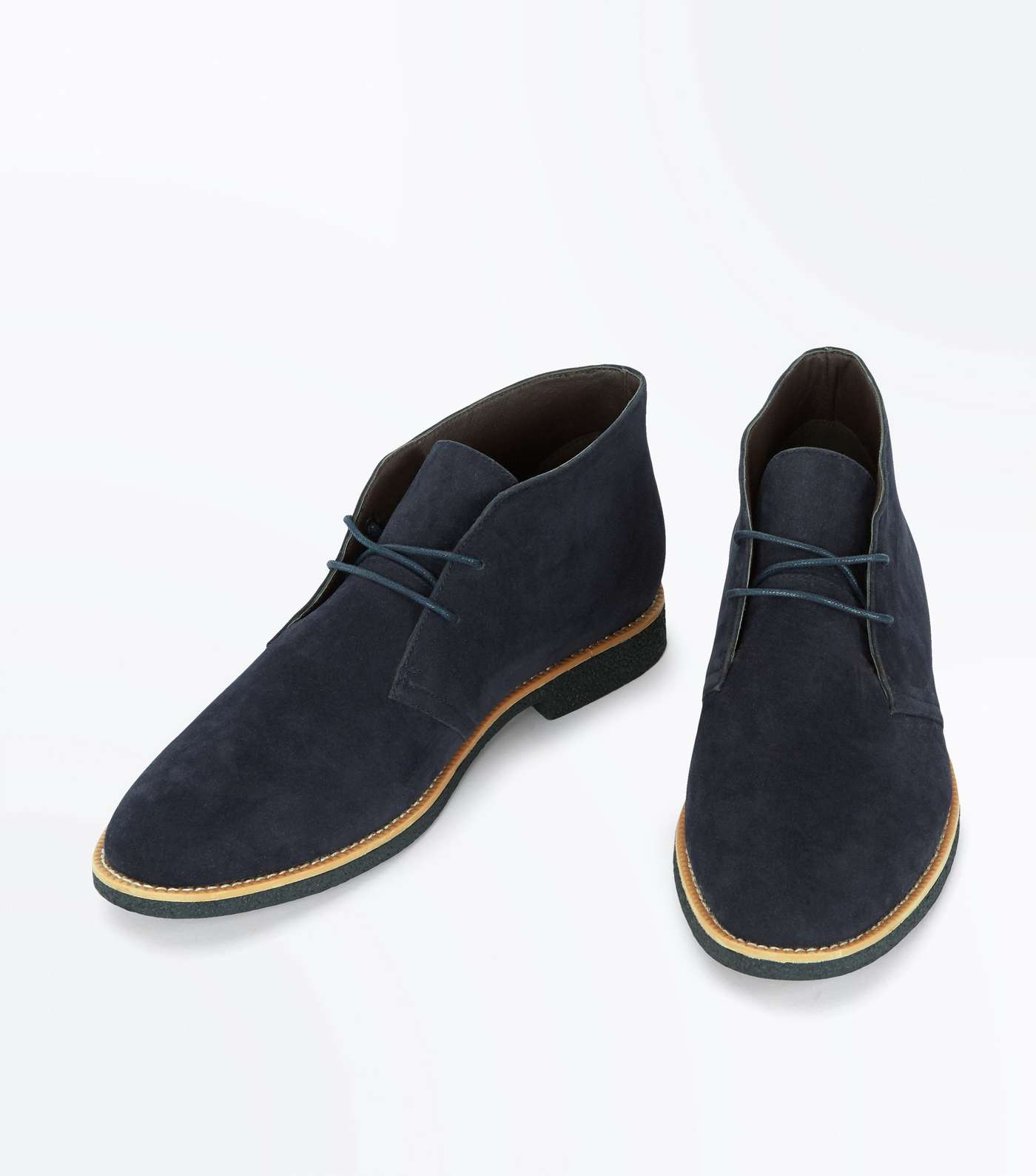Navy Faux Suede Desert Boots Image 5