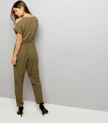 khaki green jumpsuit new look