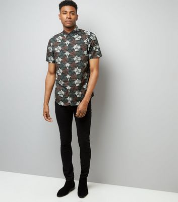 Burgundy Floral Short Sleeve Shirt New Look