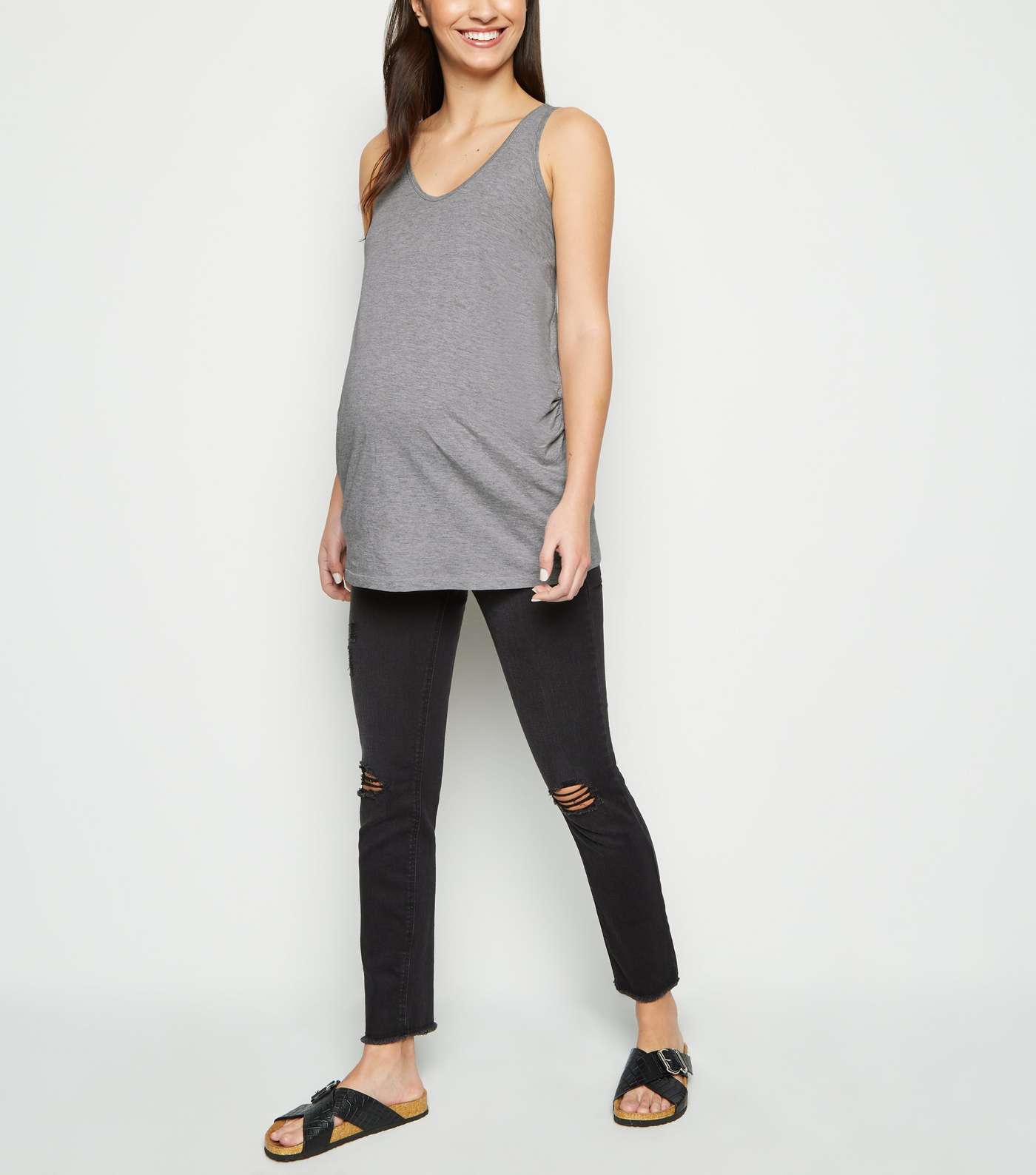 Maternity Grey V Neck Longline Vest Image 2