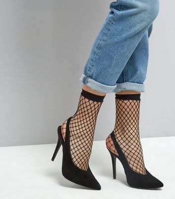 Dim Style Women's Black Cannage-Effect Fishnet Socks