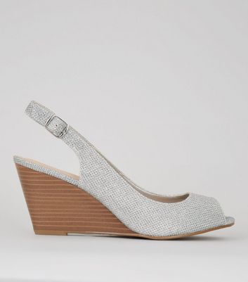 silver wedge shoes closed toe
