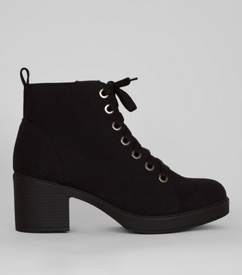 black canvas ankle boots