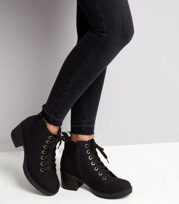 black canvas ankle boots