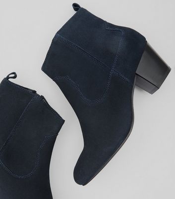 navy western ankle boots