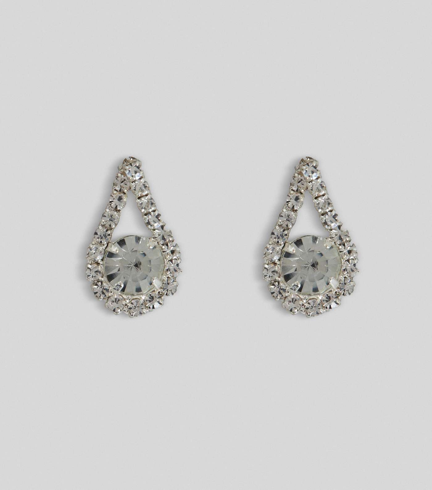 Silver Diamanté Teardrop Stud Earrings