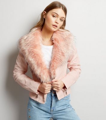 new look pink fur coat