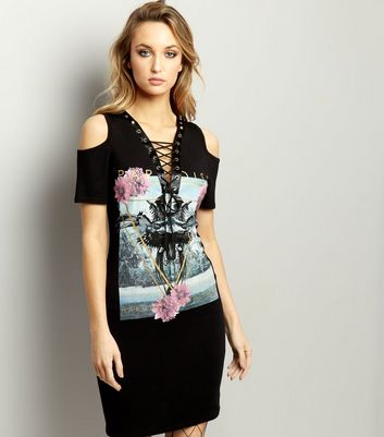 black t shirt dress new look