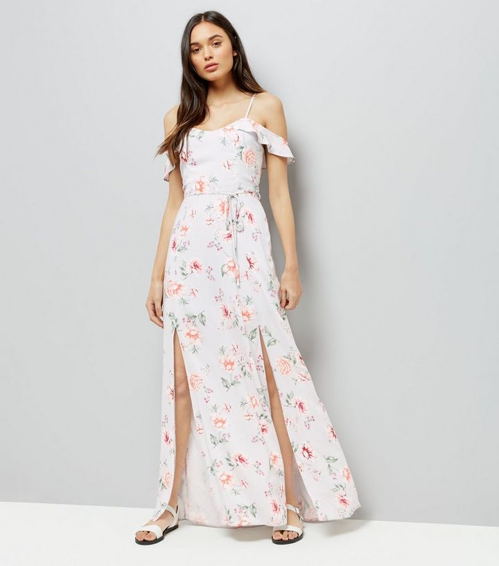 Petite Off White Puff Sleeve Denim Dress New Look
