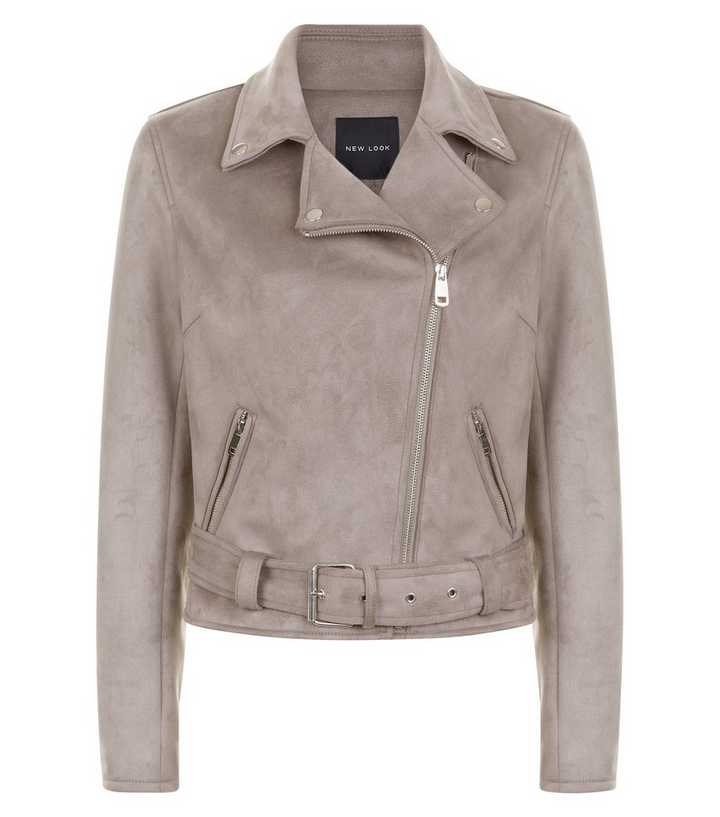 grey suede biker jacket new look