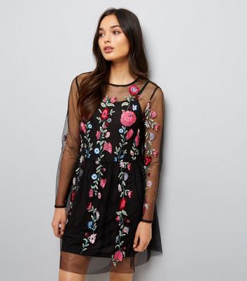 Mesh deals embroidered dress