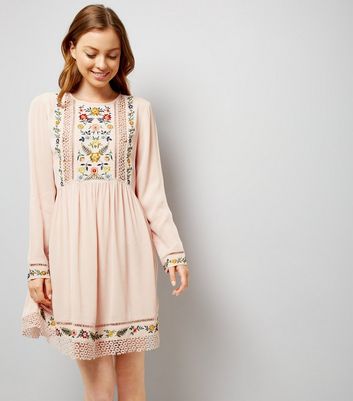 embroidered pink dress