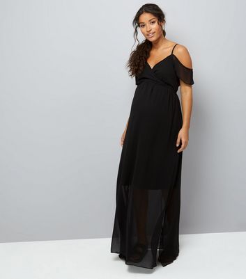 maternity cold shoulder floor length dress