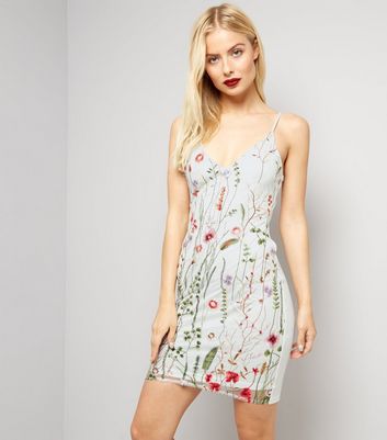 floral embroidered mesh dress