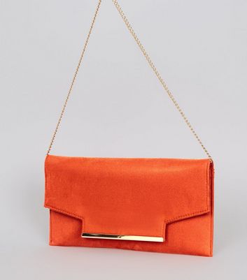 orange clutch bag new look