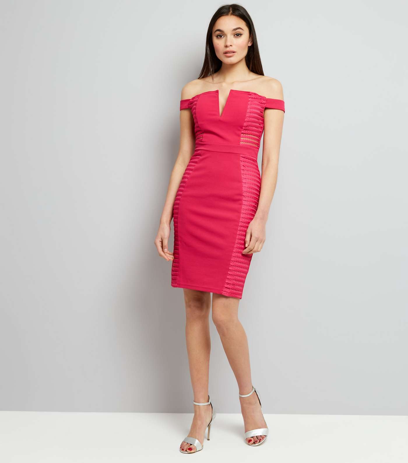Parisian Bright Pink Cut Out Sides Bodycon Dress  Image 2