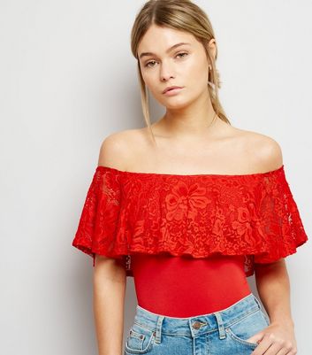 new look red lace bodysuit