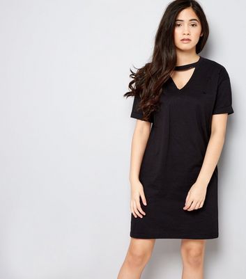 black t shirt dress new look