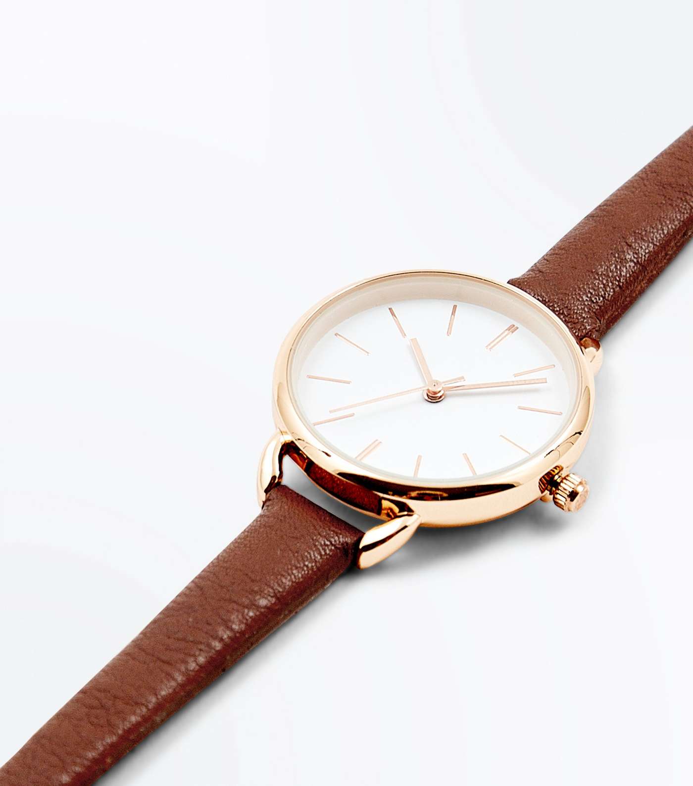 Brown Textured Skinny Strap Watch