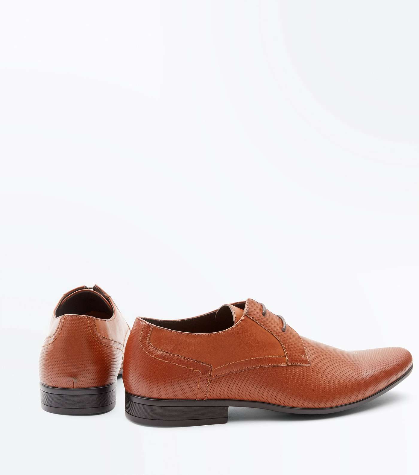 Tan Perforated Formal Shoes Image 2