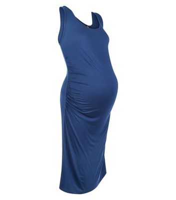 Maternity Blue Jersey Sleeveless Dress New Look