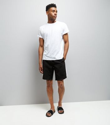 Black Contrast Stripe Side Swimming Shorts New Look