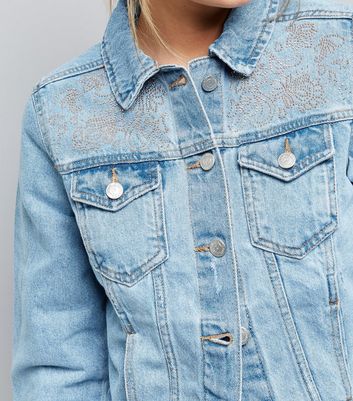 womens studded denim jacket