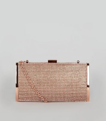 rose gold diamante clutch bag